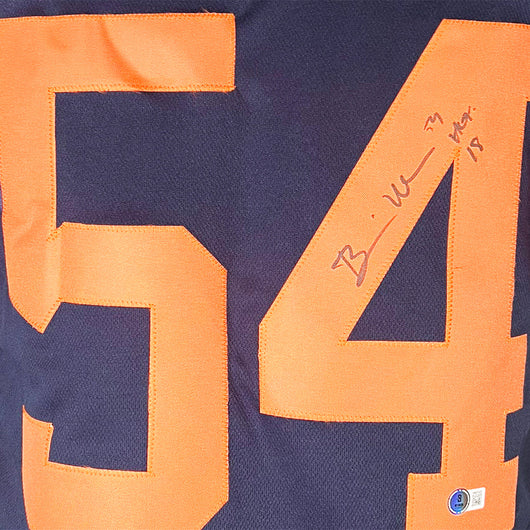 Brian Urlacher Signed HOF 18 Inscription Chicago Color Rush Football Jersey (Beckett)