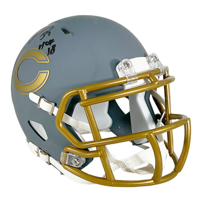 Brian Urlacher Signed HOF 18 Inscription Chicago Bears Slate Alternate Speed Mini Football Helmet (Beckett)