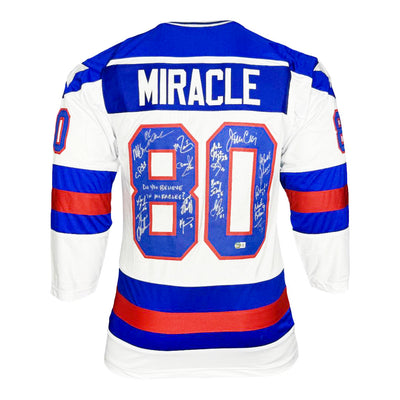 Miracle On Ice 18-Autograph 1980's Gold Medalists Team USA Jersey White (JSA)