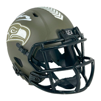 Kenneth Walker III Signed Seattle Seahawks Salute to Service Mini Football Helmet (Beckett)