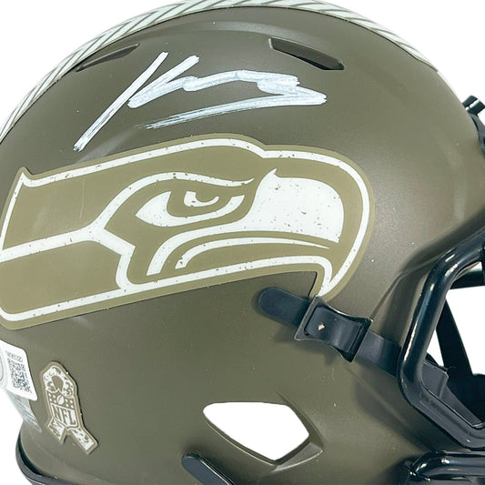 Kenneth Walker III Signed Seattle Seahawks Salute to Service Mini Football Helmet (Beckett)