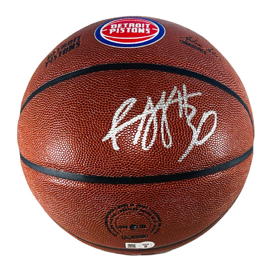 Rasheed Wallace Signed Detroit Pistons NBA Team Logo Basketball (Beckett)