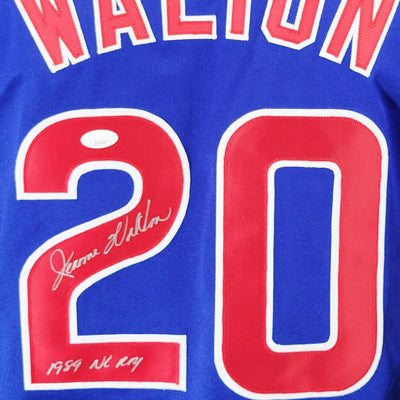 Jerome Walton Signed 1989 NL ROY Inscription Chicago Royal Blue Baseball Jersey (JSA)