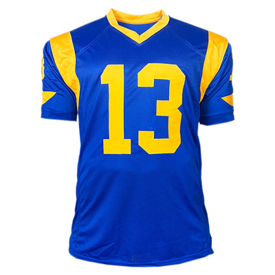 Kurt Warner Signed St. Louis Blue Football Jersey (JSA)