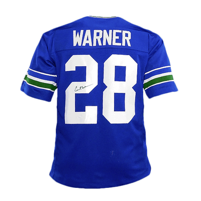 Curt Warner Signed Seattle Football Blue Jersey (JSA)