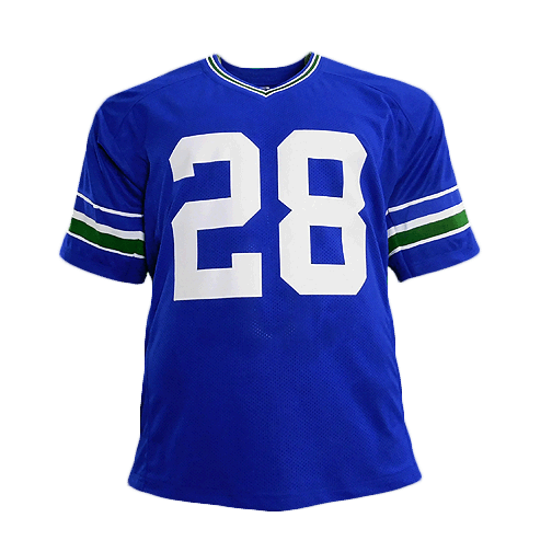 Curt Warner Signed Seattle Football Blue Jersey (JSA)