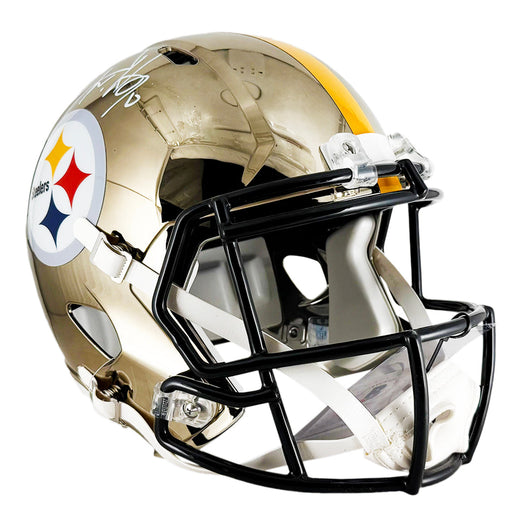 TJ Watt Signed Pittsburgh Steelers Chrome Speed Full-Size Replica Football Helmet (Beckett)