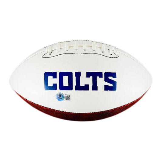 Reggie Wayne Signed White Panel Indianapolis Colts Official NFL Team Logo Football (Beckett)
