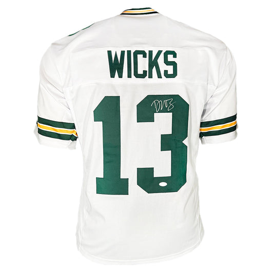 Dontayvion Wicks Signed Green Bay White Football Jersey (JSA)
