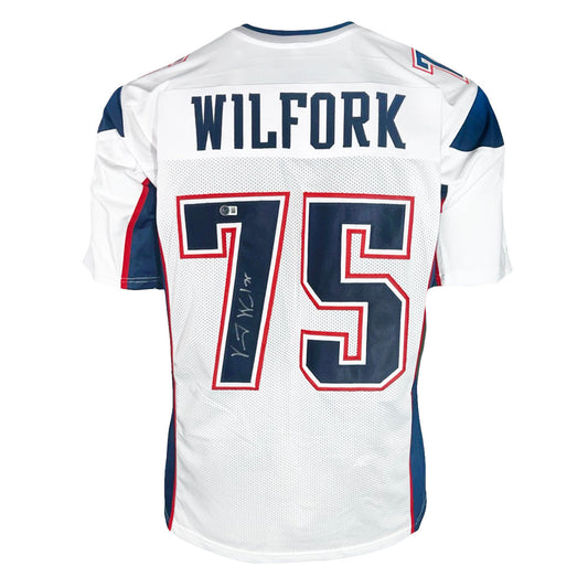 Vince Wilfork Signed New England White Football Jersey (JSA)