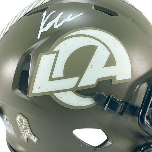 Kyren Williams Signed Los Angeles Rams Salute to Service Mini Football Helmet (Beckett)