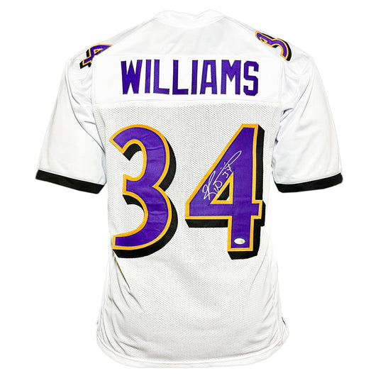 Ricky Williams Signed Baltimore White Football Jersey (JSA)