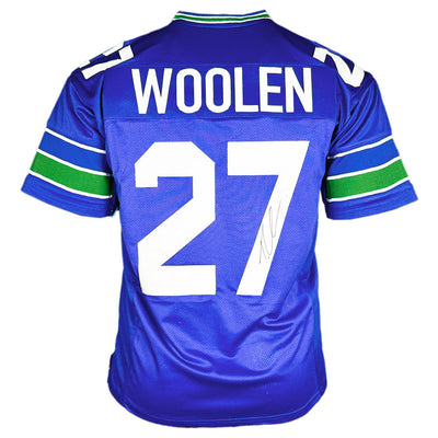 Tariq Woolen Signed Seattle Royal Blue Football Jersey (Beckett)