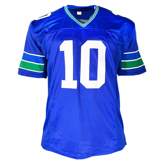 Jim Zorn Signed Prov 22:1 Inscription Seattle Royal Blue Bled Signature Football Jersey (JSA)