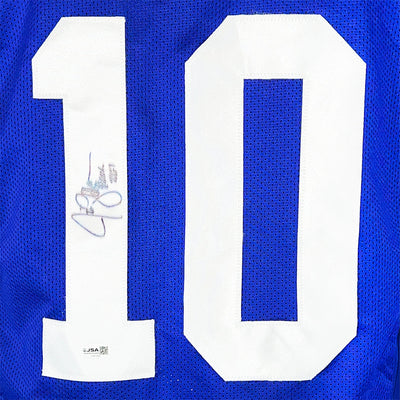 Jim Zorn Signed Prov 22:1 Inscription Seattle Royal Blue Bled Signature Football Jersey (JSA)
